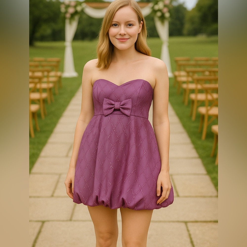 B Darlin Strapless Pouf Dress with Bow size 9/10